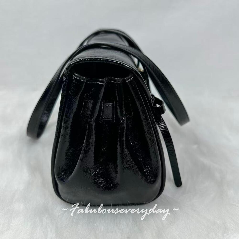Coach Bridget Flap Shoulder Bag With Bows In Leather CDY94 Silver/Black NWT - Picture 3 of 10